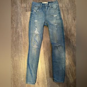 Garage distressed high rise denim